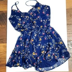 Navy Blue Floral Romper